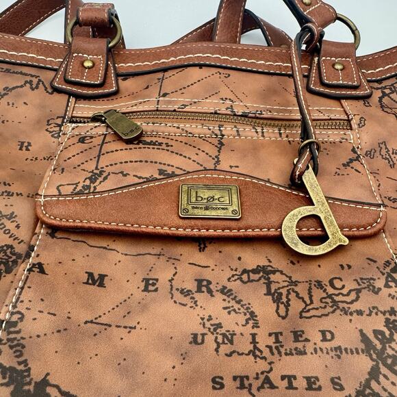 B.O.C Born Concepts World Map Faux Leather Purse Shoulder Handbag Travel - Picture 2 of 10